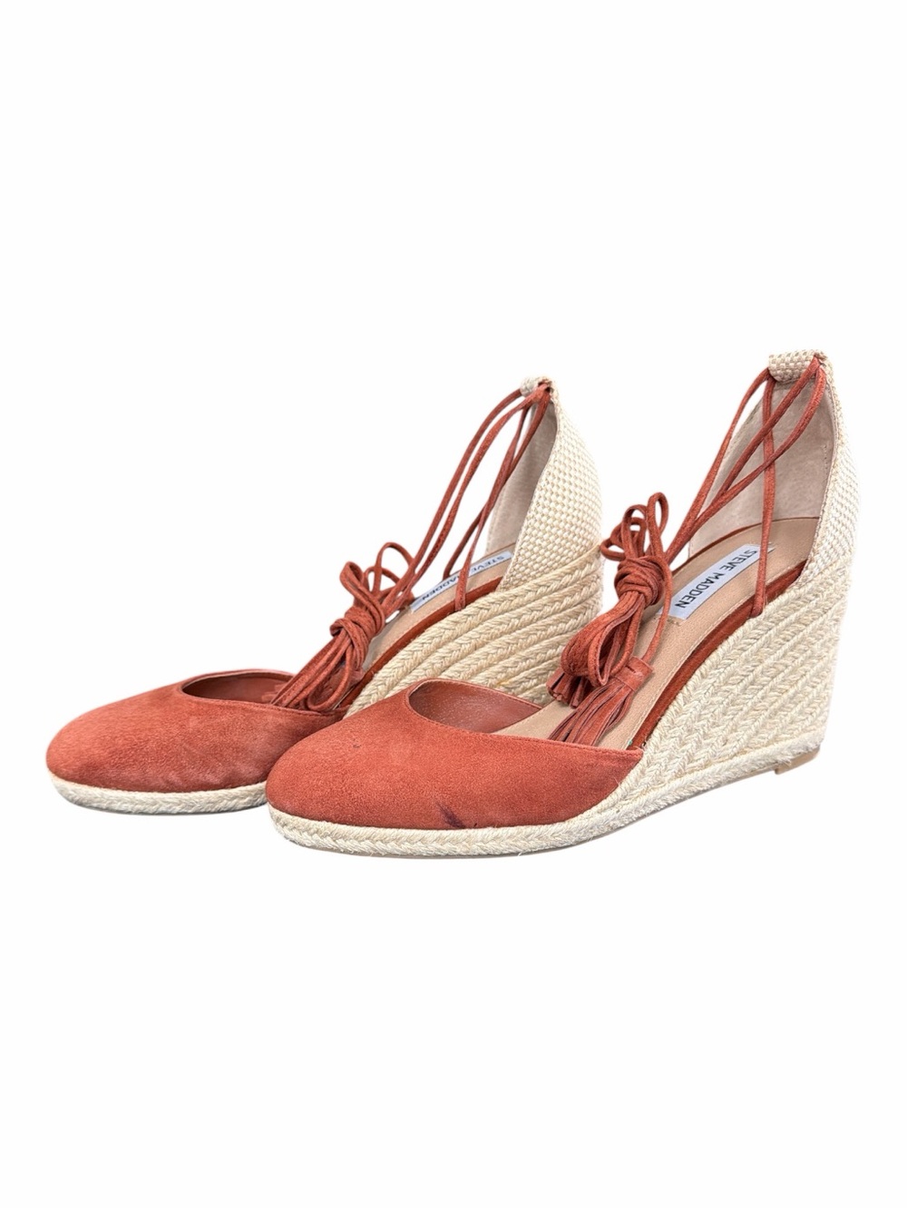 Steve Madden Bestow Coral Lace-Up Espadrille Wedge Heels Size 9.5 - Picture 8 of 12